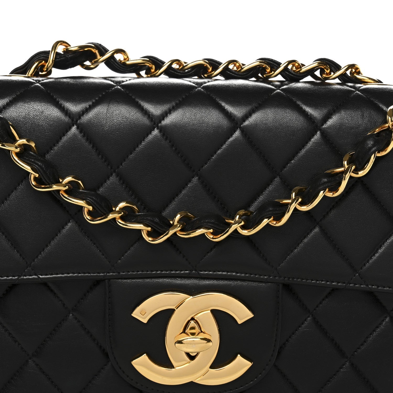 Lambskin Quilted Jumbo Single Flap Black