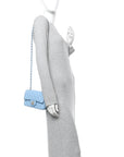 Lambskin Quilted Mini Rectangular Flap Light Blue