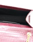 Calfskin Crocodile Embossed Medium Classic Monogram Kate Tassel Satchel Dark Red