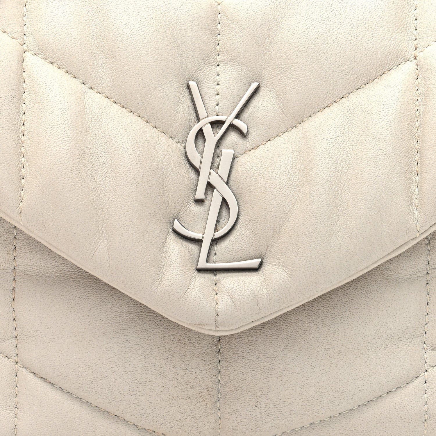 Lambskin Quilted Toy Loulou Puffer Monogram Chain Satchel Crema Soft
