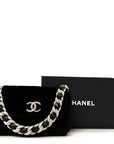 Shearling Lambskin Crystal Strass Flap Black