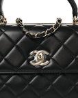 Lambskin Quilted Small Trendy CC Dual Handle Flap Bag Black