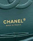Caviar Chevron Quilted Medium Double Flap  Green