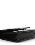 Lambskin Quilted Flap Phone Holder With Chain Black