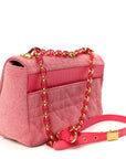 Denim Macrocannage Medium Caro Bag Fuchsia Multicolor
