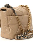 Lambskin Quilted Large CHNL 19 Flap Beige