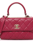 Lambskin Quilted Small Trendy CC Flap Dual Handle Bag Dark Pink