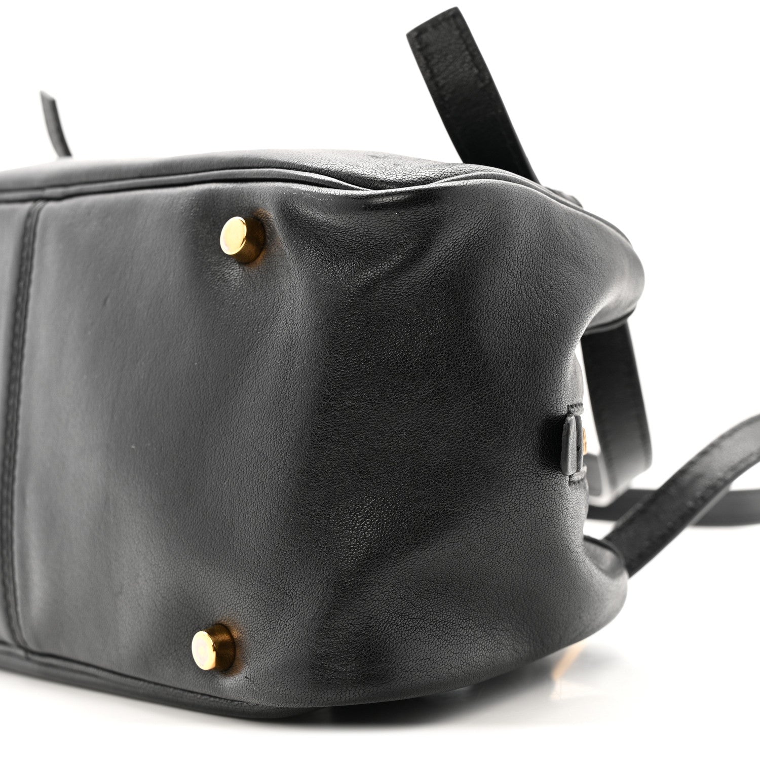 Lambskin Tag Bowling Bag Black