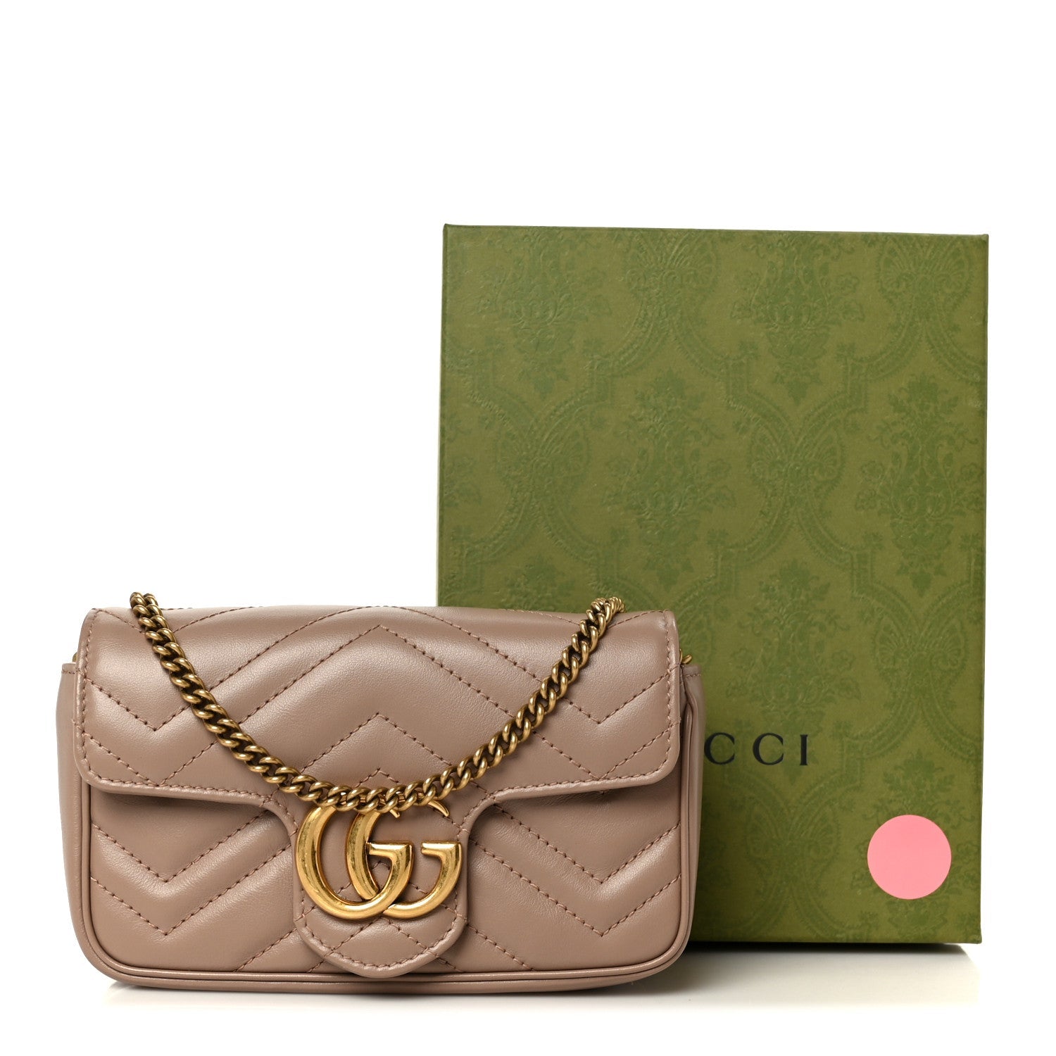 Calfskin Matelasse Super Mini GG Marmont Shoulder Bag Porcelain Rose