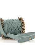 Lambskin Woven Mini Chateau Boy Flap Light Blue