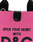 Canvas Printed Open Your Heart Tote Pink Black