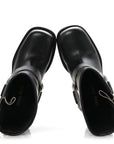Calfskin Harness Enigneer Boots 37 Black