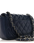 Lambskin Quilted Mini Rectangular Flap Dark Navy Blue