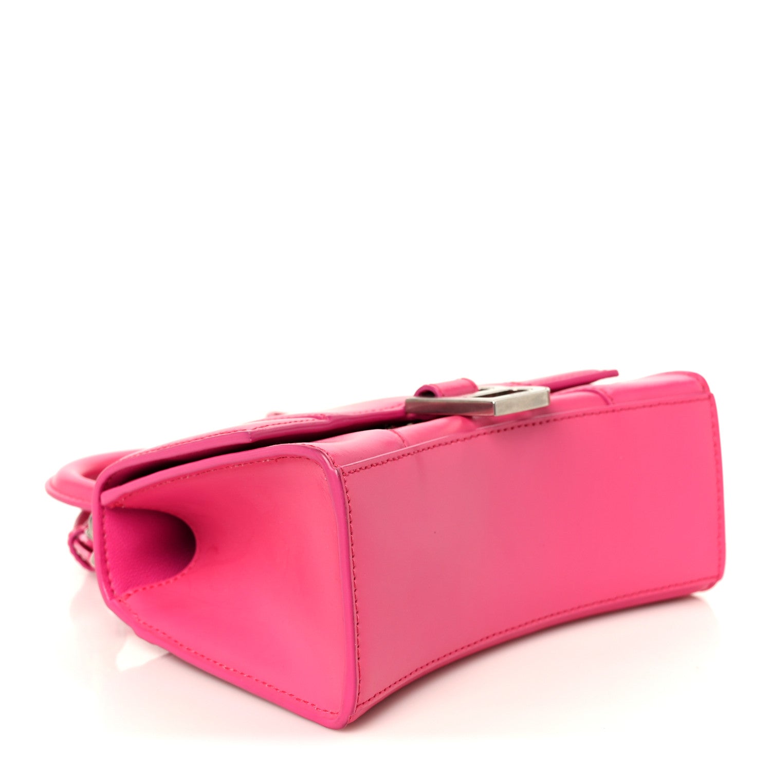 Shiny Box Calfskin Hourglass Top Handle Bag XS Acid Fuchsia