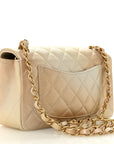 Metallic Goatskin Quilted Mini Rectangular Flap Gold
