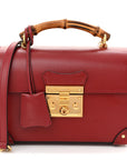 Azalea Calfskin Small Padlock Bamboo Shoulder Bag Romantic Cerise