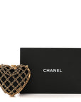 Metal Lambskin Quilted CC Heart Minaudiere Crossbody Black
