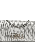 Metallic Nappa Matelasse Chain Crossbody Silver