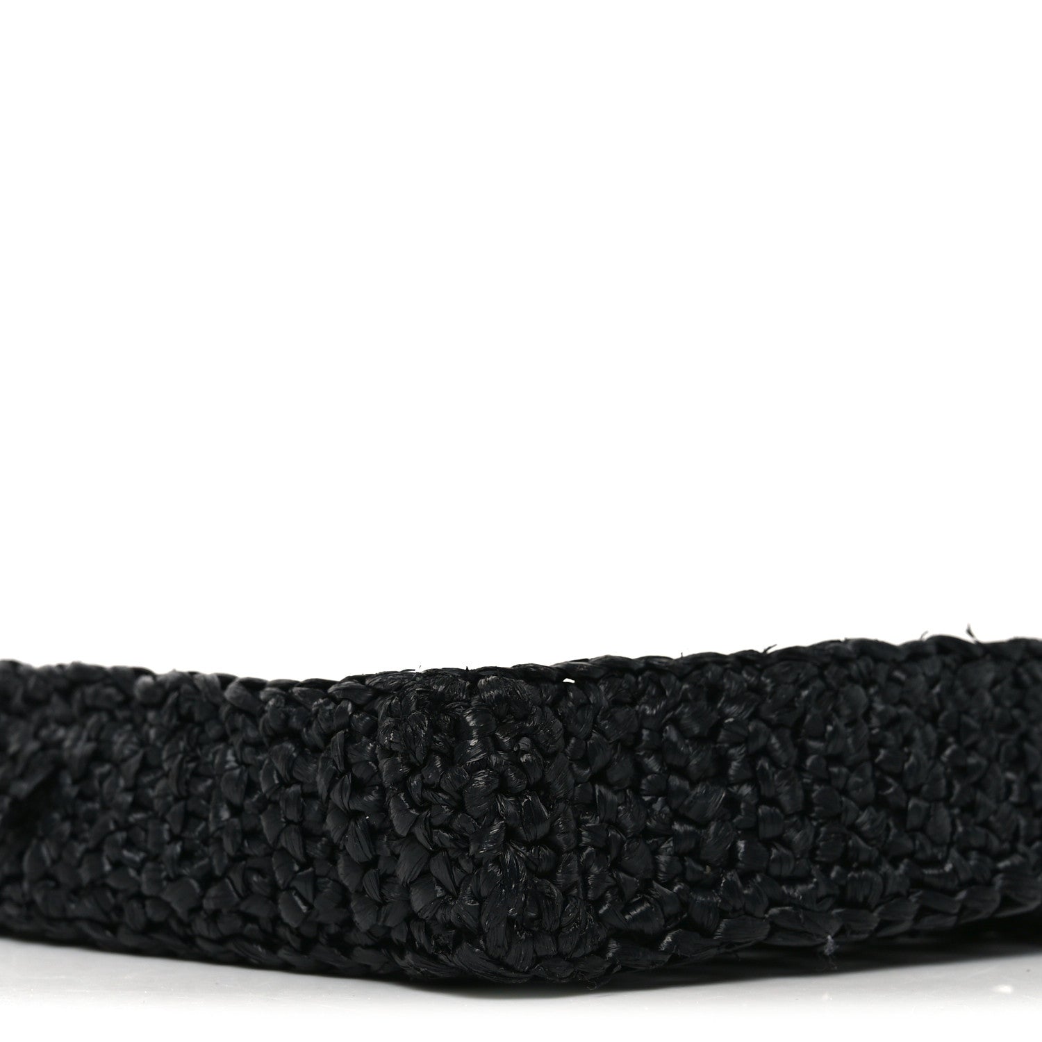 Yarn Raffia Effect Crochet Logo Embroidered Tote Bag Black