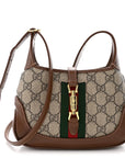 GG Supreme Monogram Azalea Calfskin Web Mini Jackie 1961 Hobo Beige Ebony Brown Sugar