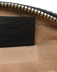 Grained Calfskin Web Mini Ophidia Round Shoulder Bag Black