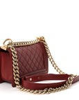 Lambskin Quilted Small Boy Flap Burgundy