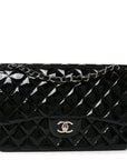 Patent Quilted Jumbo Double Flap Black