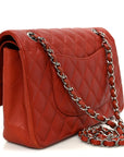 Caviar Quilted Medium Double Flap Red