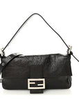Crackled Calfskin Baguette 26424 Black