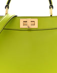 Vitello Seta Shiny Nappa Small Peekaboo I SEE U Satchel Wasabi White