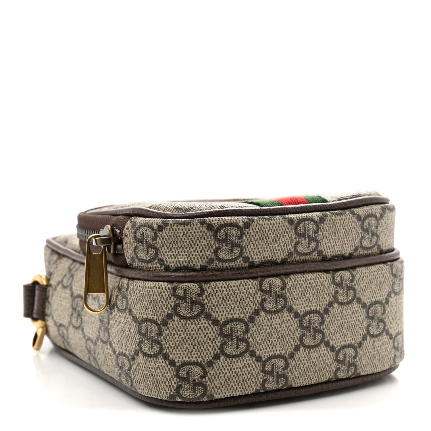 GG Supreme Monogram Web Mini Ophidia Double Zip Messenger Bag Beige New Acero
