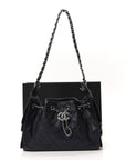 Metallic Caviar Quilted Mini CHNL 25 Handbag Dark Blue