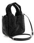 Satin Crystal Soft Padded Small Double Handled Shoulder Bag Black