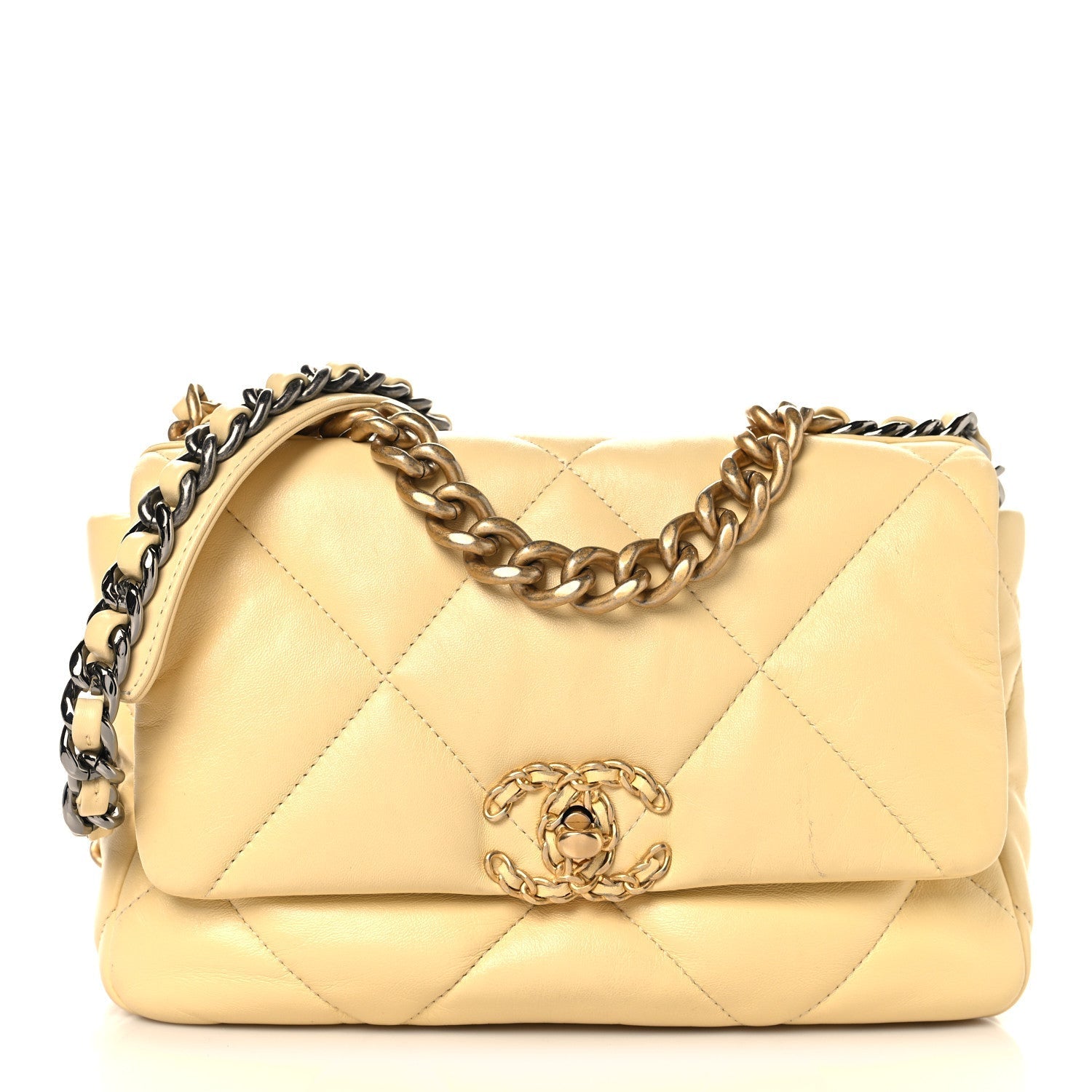 Lambskin Quilted Medium CHNL 19 Flap Yellow