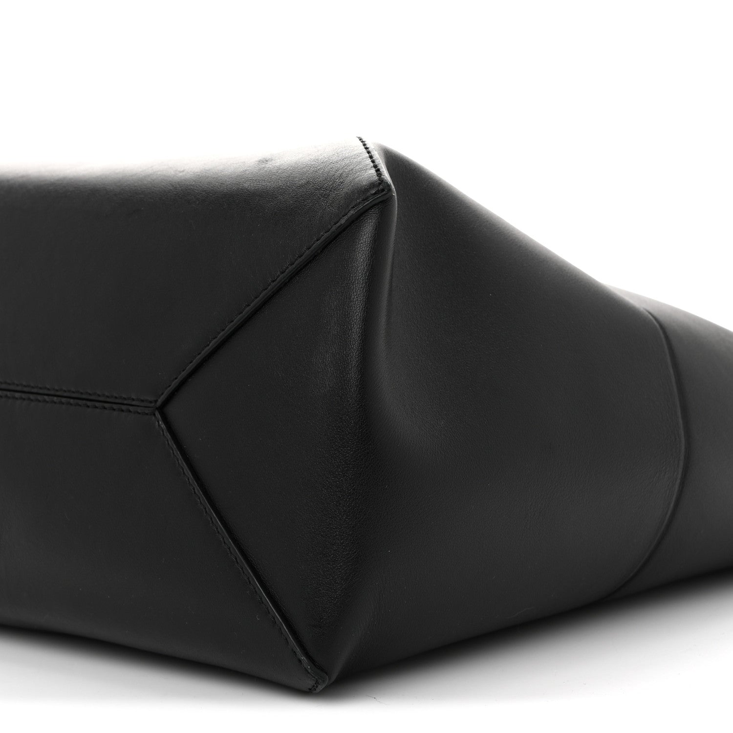 Shiny Calfskin Medium Puzzle Fold Tote Black