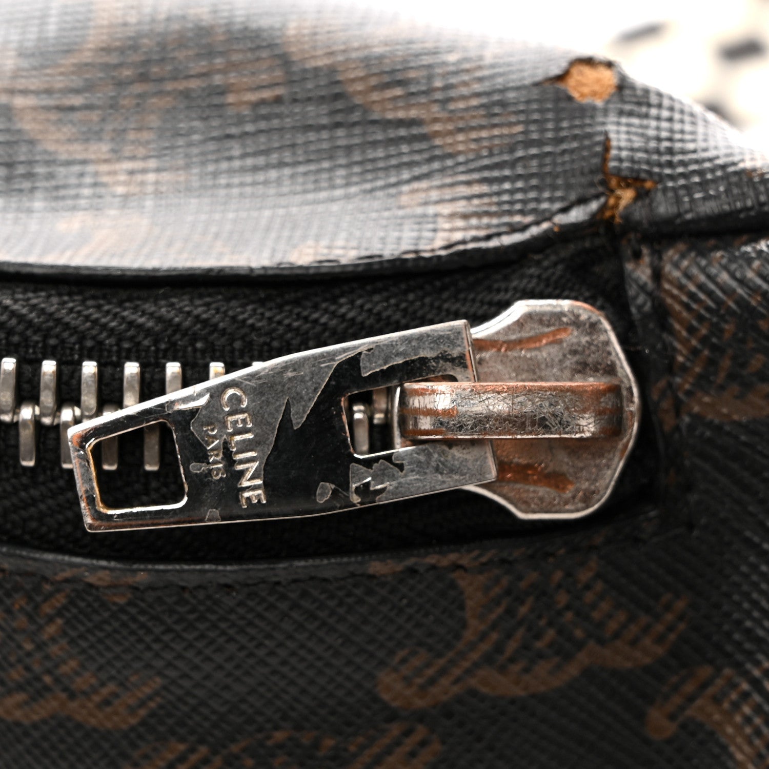 Triomphe Logo Canvas Checker Belt Bag Black