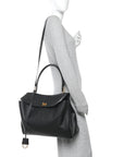 Smooth Calfskin Large Rodeo Top Handle Handbag Black