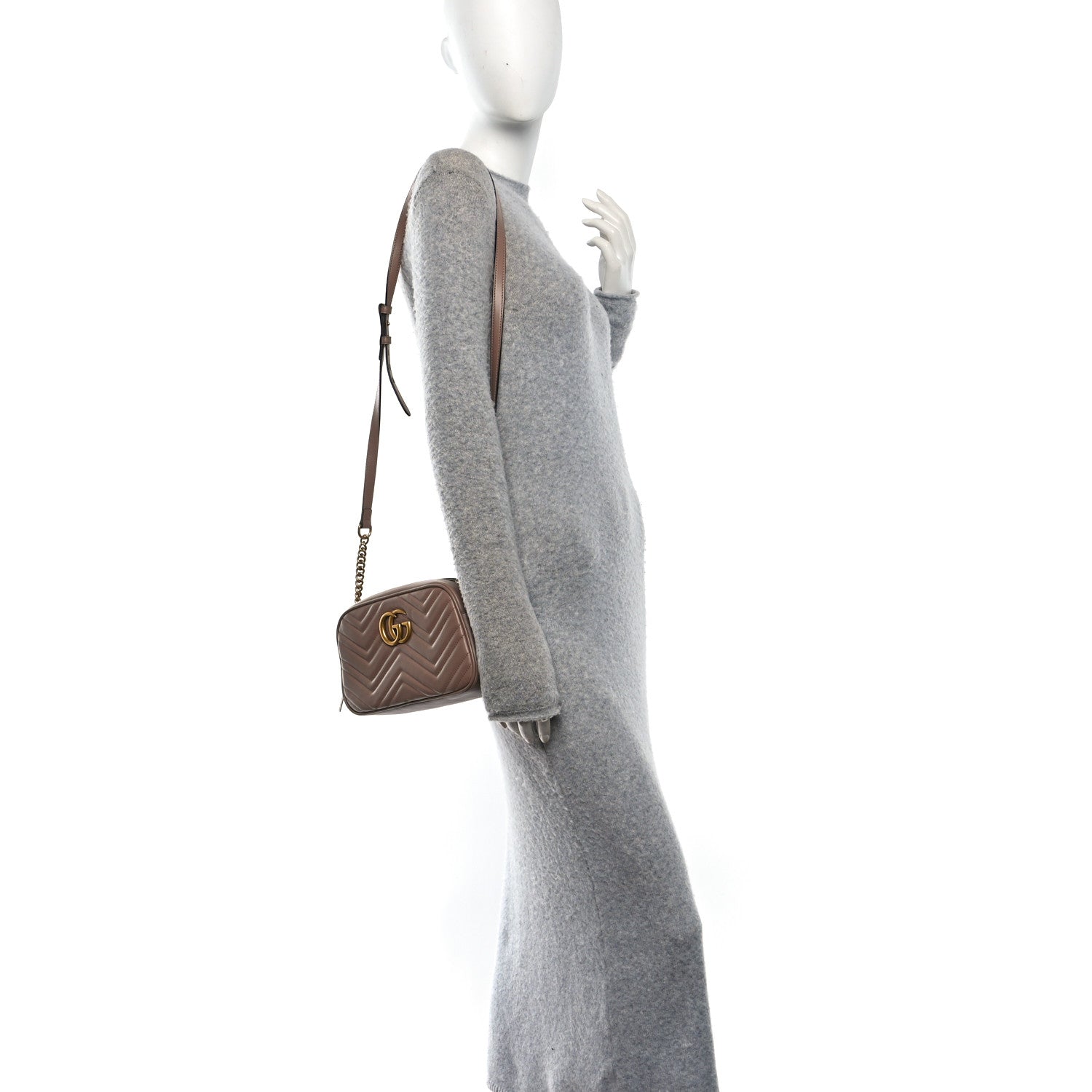 Calfskin Matelasse Small GG Marmont Chain Shoulder Bag Porcelain Rose