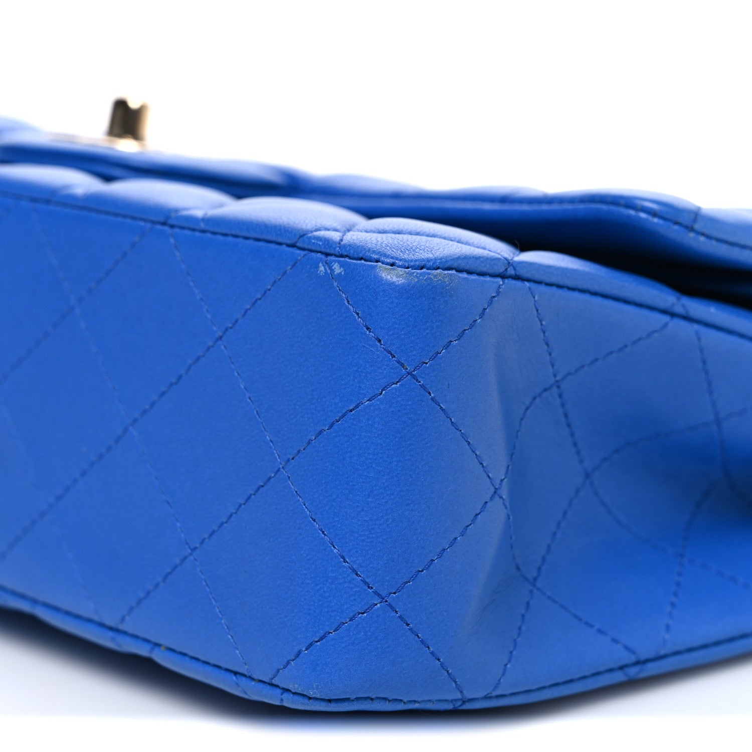 Lambskin Quilted Medium Double Flap Blue