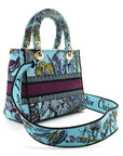 Canvas Toile de Jouy Voyage Embroidered Medium Lady D-Lite Celestial Blue