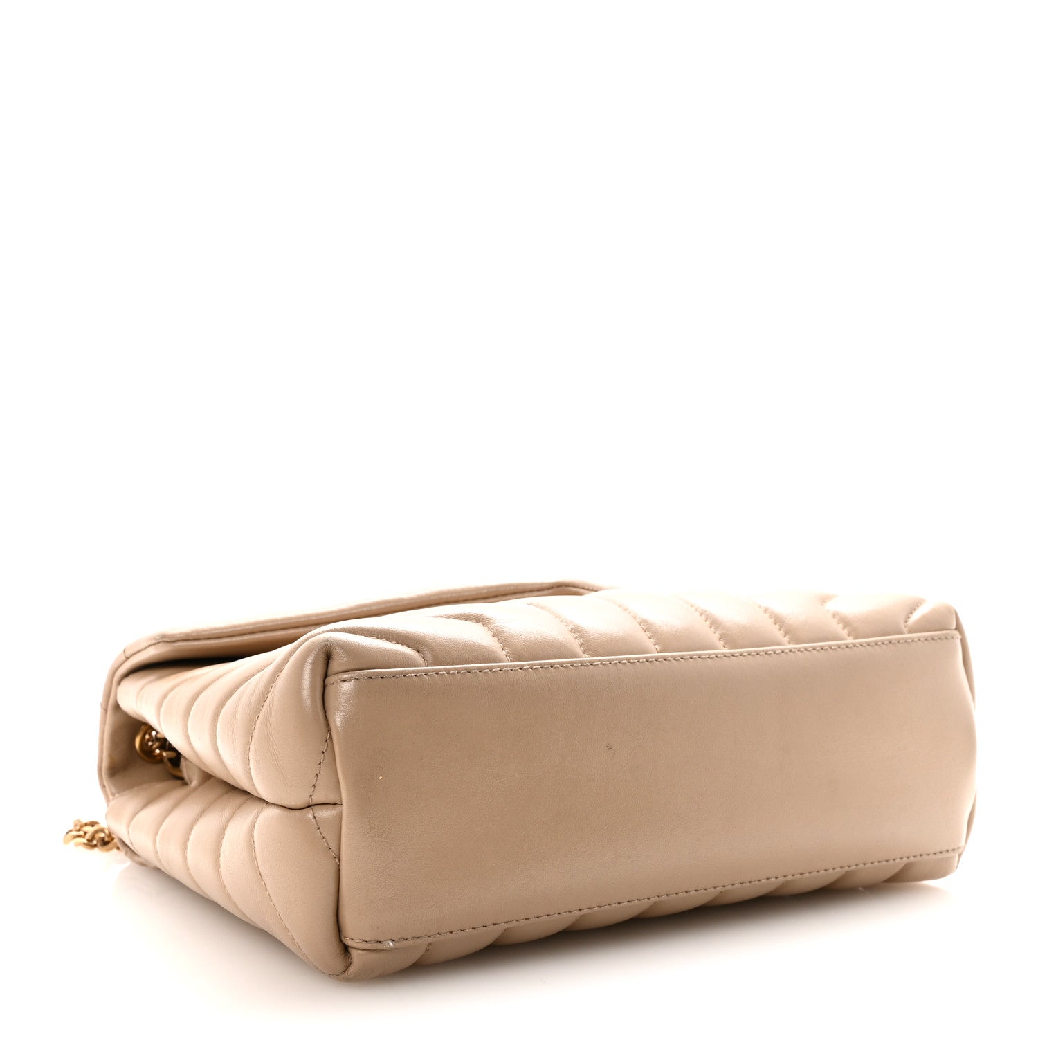 Calfskin Y Quilted Monogram Small Loulou Chain Satchel Dark Beige