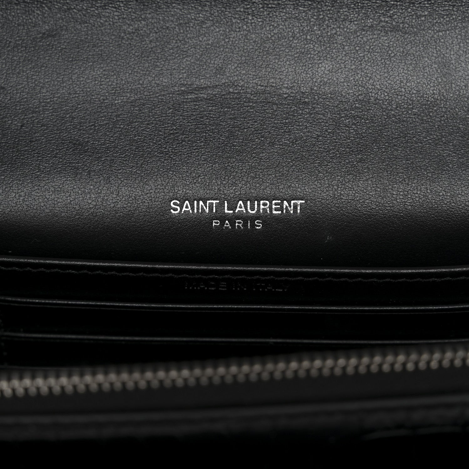 Calfskin Crocodile Embossed Monogram Sunset Chain Wallet Black