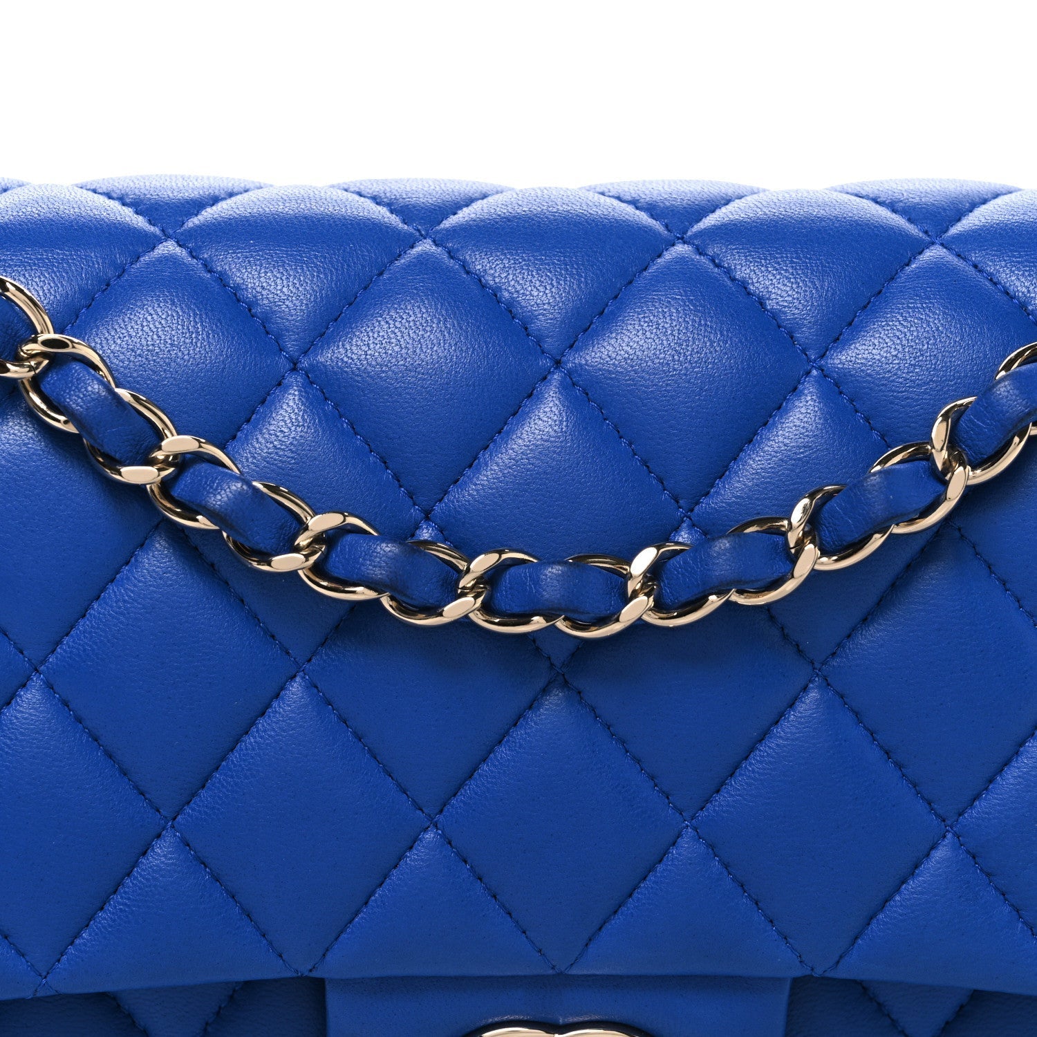 Lambskin Quilted Medium Double Flap Blue