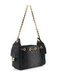 Washed Denim Quilted Mini CHNL 25 Handbag Black