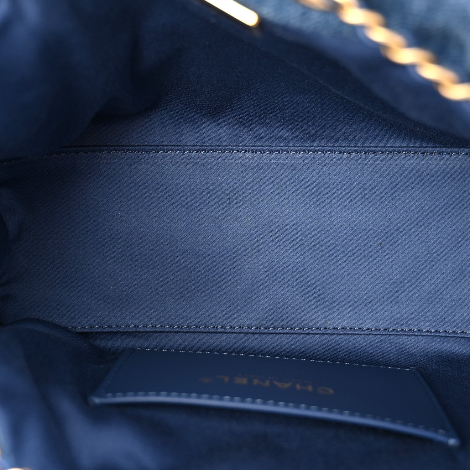 Washed Denim Quilted Mini CHNL 25 Handbag Blue