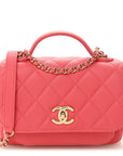 Caviar Quilted Small Business Affinity Flap Coral