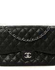 Caviar Quilted Jumbo Double Flap Black