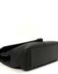 Sheepskin Matelasse Chevron Monogram Large College Satchel Black