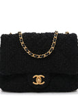 Tweed Quilted Mini Square Flap Black