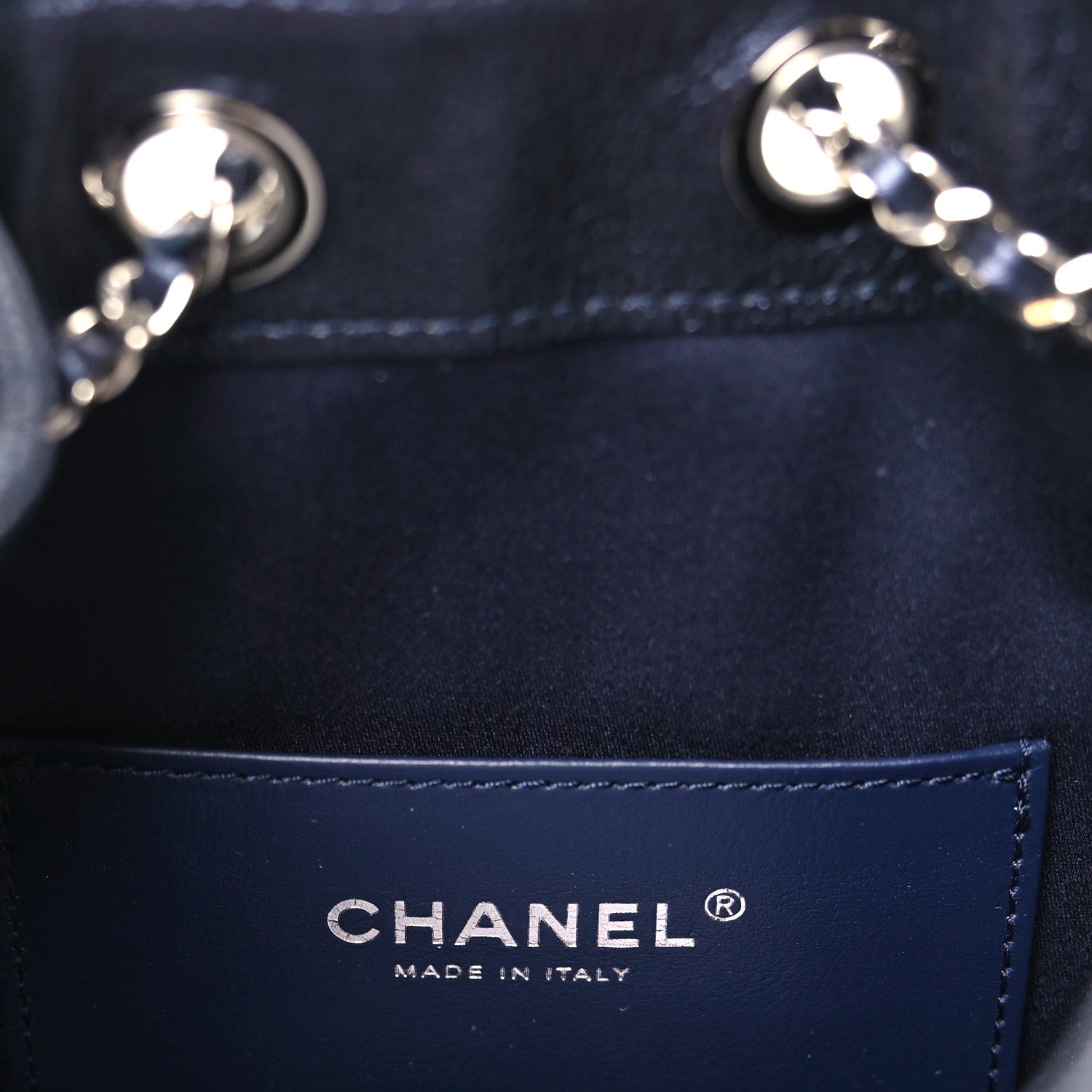 Metallic Caviar Quilted Mini CHNL 25 Handbag Dark Blue
